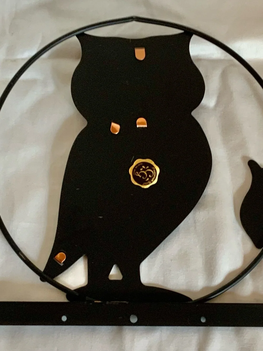 Metal Owl Wall Decor - Black and Copper Accent